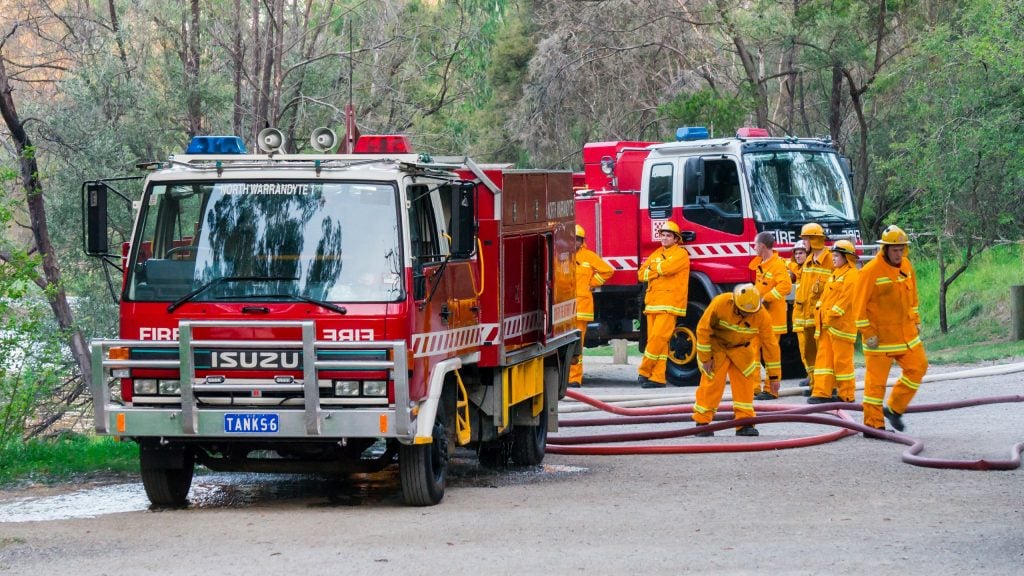 CFA firetrucks and volunteers