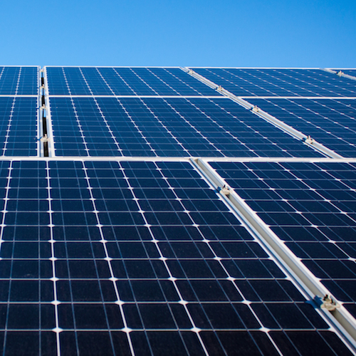 Solar panels against a blue sky
